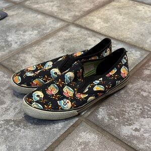 Skull Black Multicolor Slip-On Sneakers